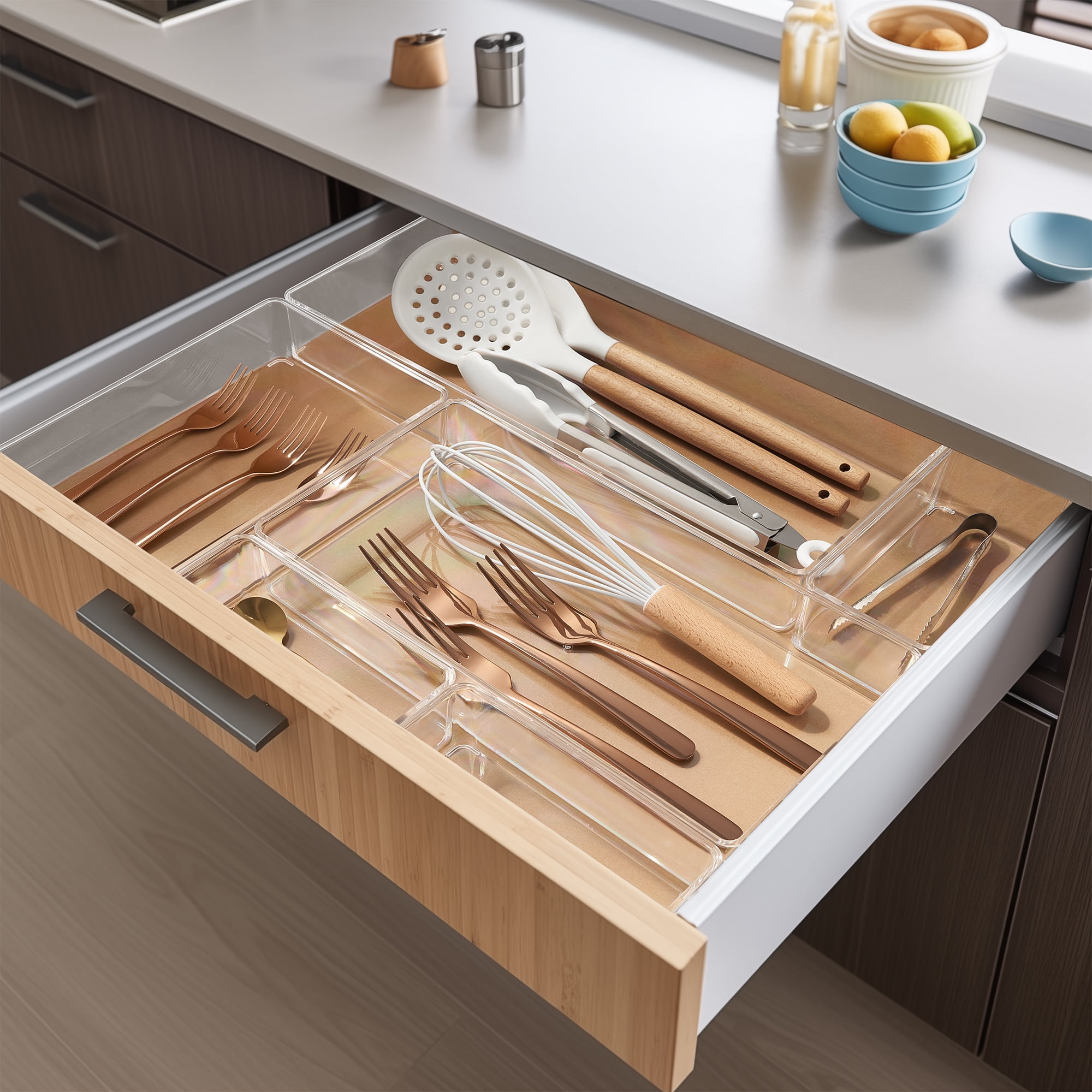Clear Drawer Organizer Set for Kitchen Storage