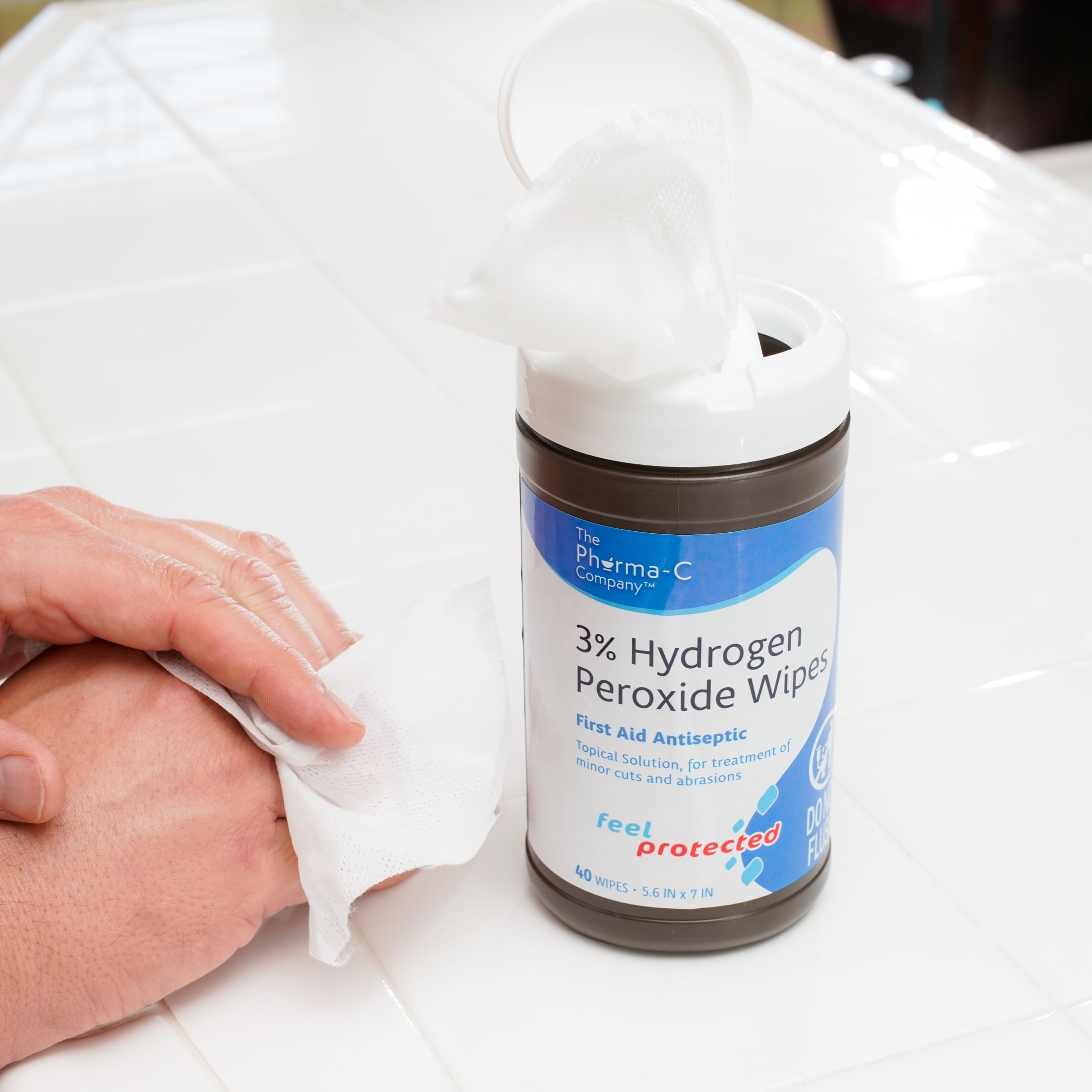 Pharma-C-Wipes 3% Hydrogen Peroxide First Aid Wipes 63-13271, 240 Ct