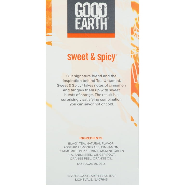 Good Earth Original Herbal Black Tea Sweet Spicy with Peppermint 18 Ct Tea Bags Walmart