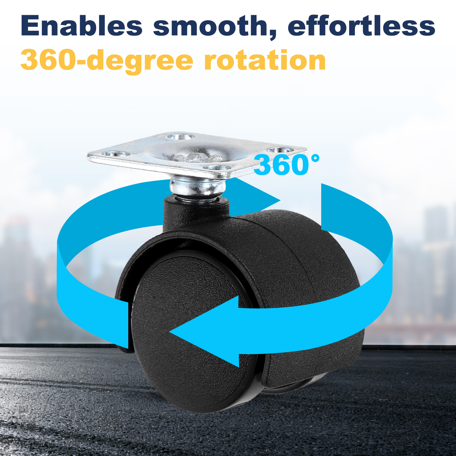 Uxcell 4 Pack Swivel Caster Wheels, 2 Inch Plate Swivel Nylon Furniture Caster with Screws - Durable, for Chairs Sofas Cabinets Shelves Carts, Corrosion-Resistant, Black