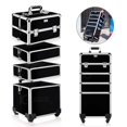 thumbnail image 2 of Neceser Maquillaje Profesional Cosmetiquera Para Maquillaje Portátil Estuche De Maquillaje 4 Niveles Carrito Organizador Con Ruedas Reforzado Cosmetiquera De Viaje (Negro Liso), 2 of 8