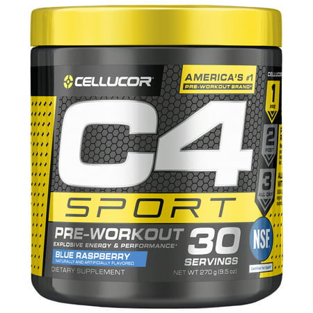 Cellucor C4 Sport Pre Workout Powder, Energy Drink with Creatine Monohydrate & Beta Alanine, Blue Raspberry, 30