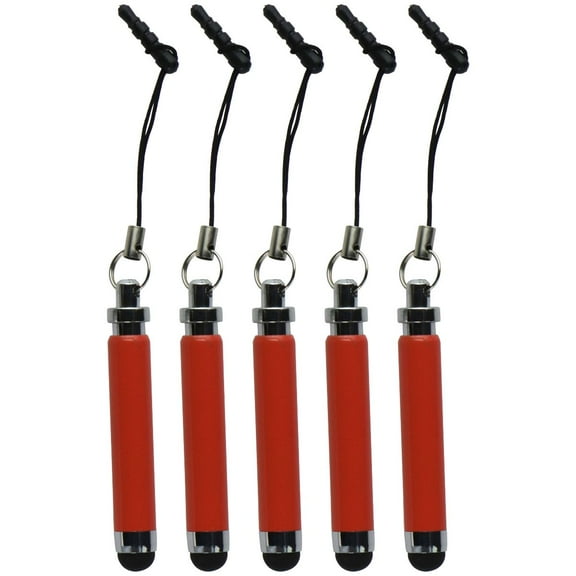 Mini Stylus Pens for Touchscreen Devices - Orange Glitter - 5 Pack