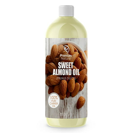 Sweet Almond Oil Best Carrier Oil - 32 oz 100% Natural Pure for Skin & Hair - Cleansing Properties Evens Skin Tone Treats Irritated Skin Nourishes Moisturizes & Prevents Aging Premium (Best Natural Body Oils)