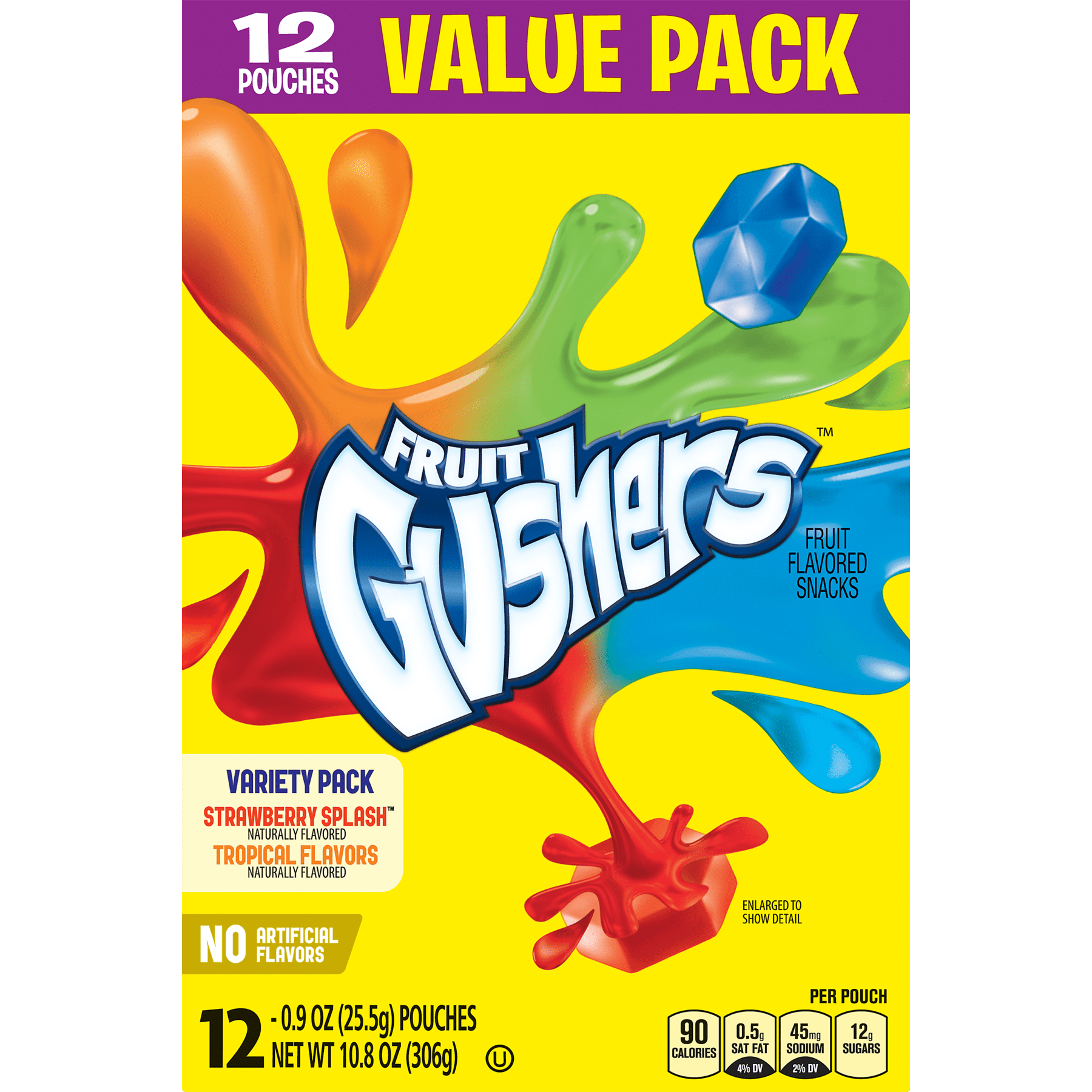 Fruit Snacks Gushers Variety Snack Pack 12 Pouches 0.9 oz Each