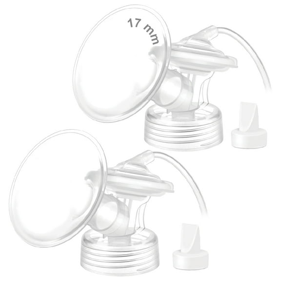 Maymom Pump Parts Compatible with Lansinoh Breastpump, Flange Wide-mouth Connector Valve Tubing Backflow Protector; Not Original Lansinoh Accessories (Flange 17mm)