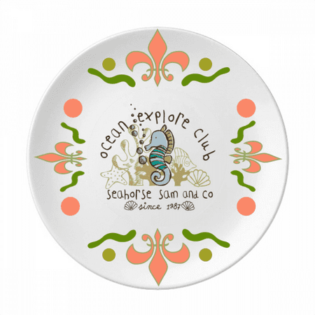 

Hippocampus Marine Life Cartoon Pattern Flower Ceramics Plate Tableware Dinner Dish