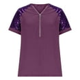 thumbnail image 4 of Stylish Olyvenn Womens Cold Shoulder Tops Trendy Party Blouses Loose Fit Plus Size Shirts Sparkly Tunic Summer Night Out Tees Purple S, 4 of 7