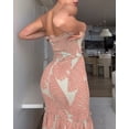 thumbnail image 4 of ChicMe Summer Dresses for Women Floral Printed Strapless Ruched Ruffle Hem Bodycon Party Vacation Dress Pink-M, 4 of 8