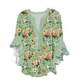 thumbnail image 2 of Babysbule Womens Summer Top Women Flowers Printing V-Neck Long Sleeve Halter Off Shoulder T-Shirt Casual Tops Blouse, 2 of 5