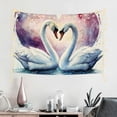 thumbnail image 2 of ZFLMY Swans Heart Shape Watercolor Polyester Wall Art Tapestry for Living Room Bedroom Dorm Decoration, Decorative Wall Hanging, Various Sizes Available 60x40in, 2 of 7