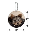 thumbnail image 6 of Yorkie Yorshire Terrier Puppy Dog on a Spotted Cushion Round Luggage ID Tag Card Suitcase Carry-On, 6 of 8