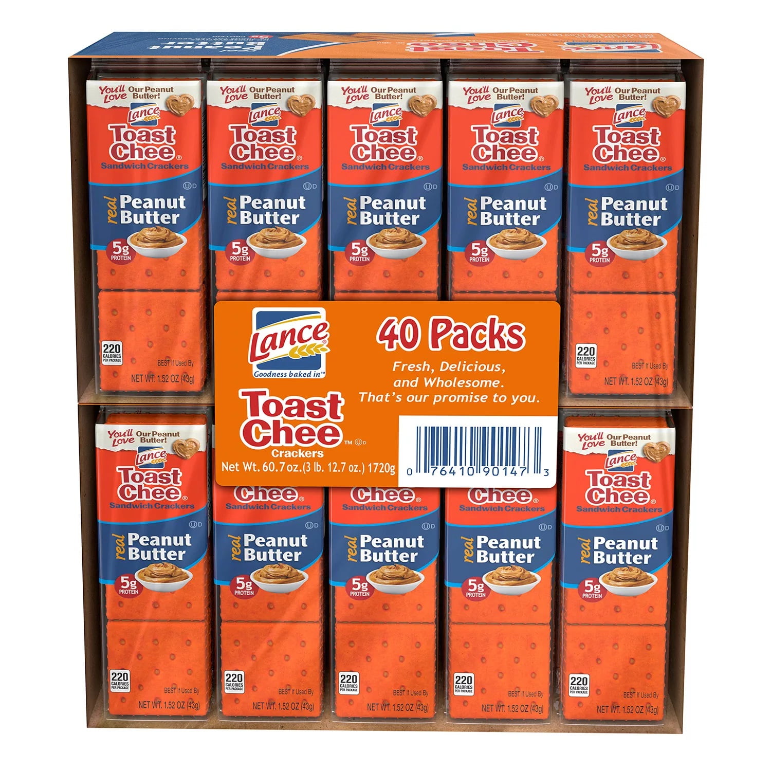 Product of Lance Toast Chee Peanut Butter and Cheese Crackers, 40 pk./1