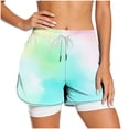 thumbnail image 3 of VBVC Women's Drawstring 2-in-1 Athletic Shorts , High Waisted Running Shorts For Women,Ladies' Double Layer Active Shorts with Pockets,Green,S-2XL, 3 of 8