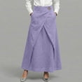 thumbnail image 2 of Summer Skirt for Women Linen High Waisted A-Line Maxi Skirt with Side Pockets for Work, 2 of 6