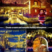 Icicle Christmas Lights Outdoor Decorations, 400 LED 33ft 8 Modes Curtain Fairy String Light with 75 Drops, Warm White