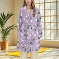 thumbnail image 2 of Aboser Womens Flannel Robes Fluffy Plush Bathrobe Cute Dog Claw Print Sleepwear Winter Soft Fleece Bathrobes Comfy Nightgown Pajamas Purple M, 2 of 4