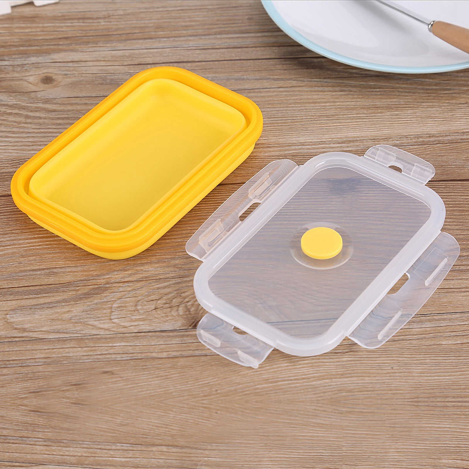 Folding Lunch Box Portable Lunch Bowl Silicone Food Storage Container, Bento Box, Adults Kitchen