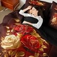 thumbnail image 5 of Feelyou Red Gold Rose Twin Bedding Sets 7-Piece, Romantic Fashion Floral Bedding Comforter Set, Romantic Anniversary Theme Reversible Sheet Sets, Super Cozy Room Decor, 5 of 8