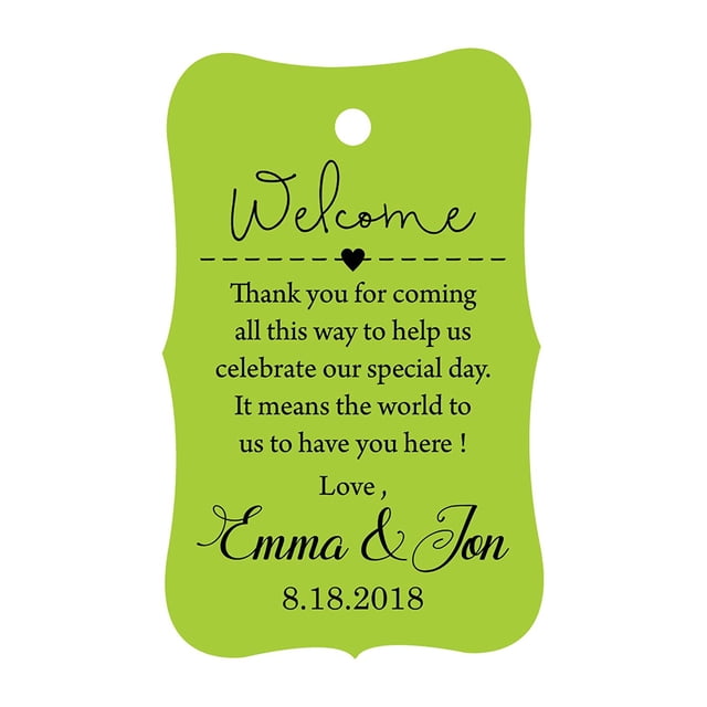 100 PCS Wedding Welcome Personalized Wedding Favor Gift Paper Tags Custom Made Thank you Hang Tags
