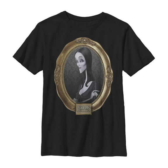Boy's Addams Family Morticia Classic Frame  Graphic Tee Black Medium