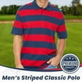 thumbnail image 2 of BAAZ Men's Striped Cotton Pique Polo, Navy-Red, X-Large, 2 of 6