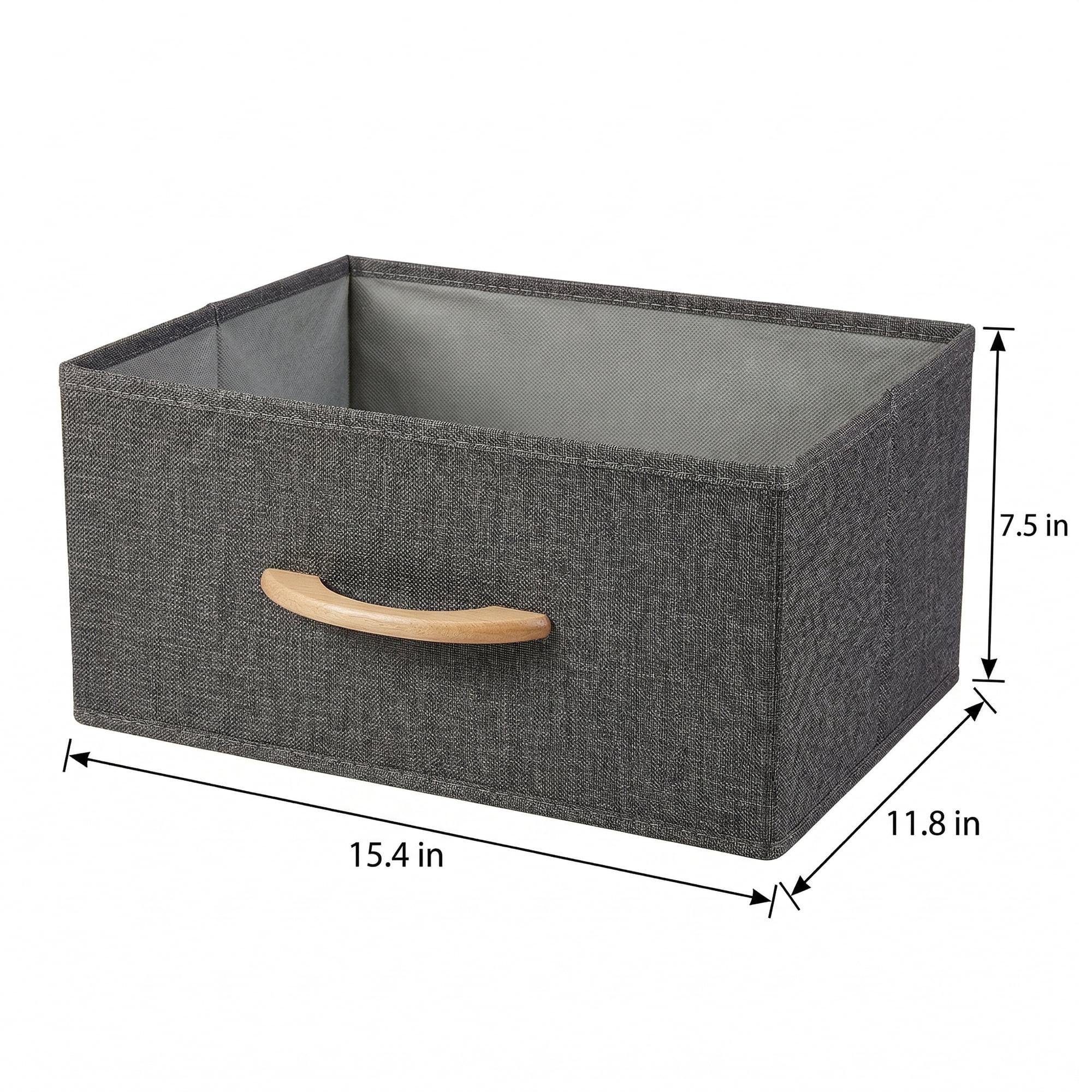 Unique Bargains 3pcs Storage Cube Fabric Storage Bin with Handles Grey 15.4*11.8*7.5in