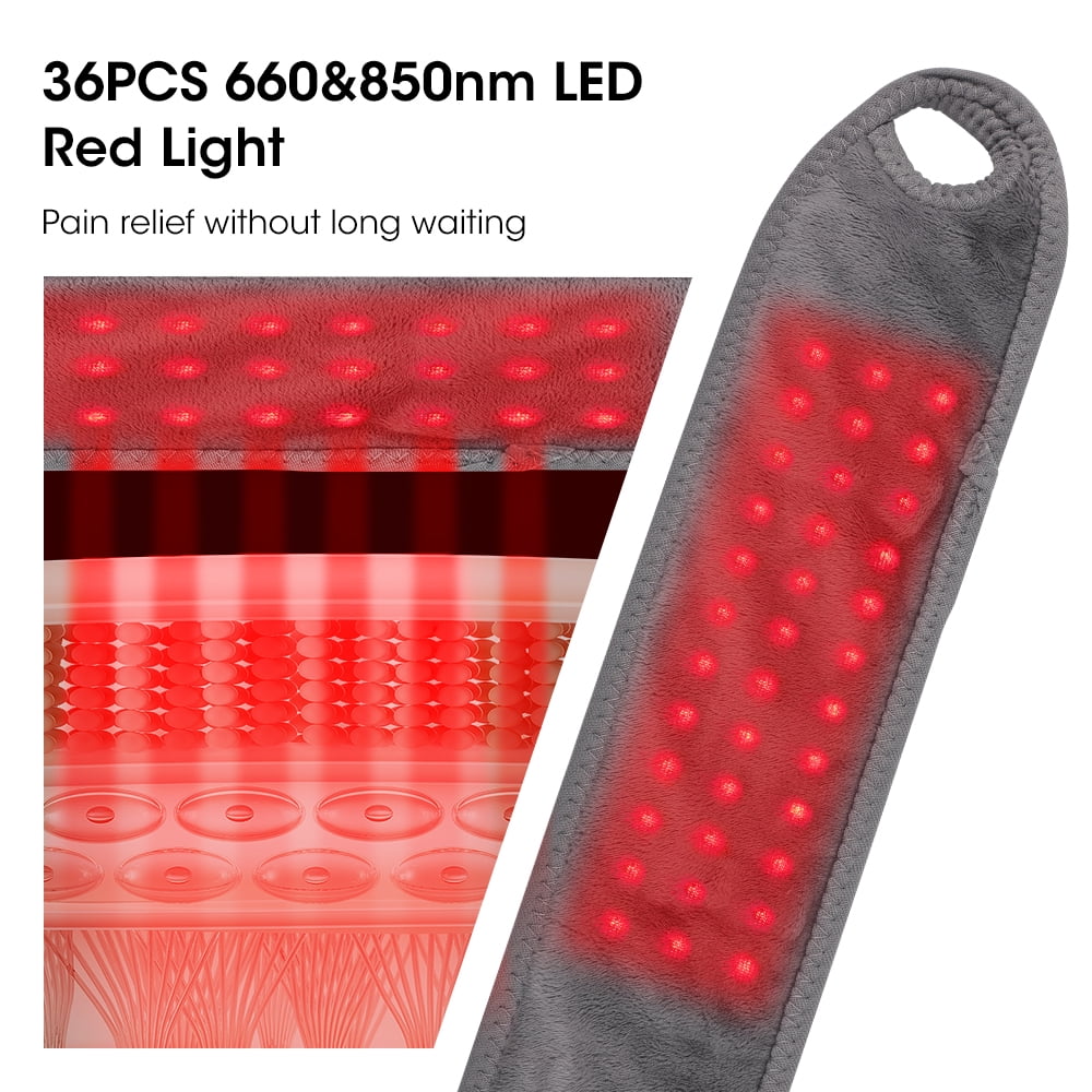 Cordless Heated Wrist Massager with Red Light (660/850nm), 3 Heat Levels & 3 Vibration Modes, Rechargeable Wrist Hand Heating Pad with 3000mAh for Wrist Hand Arm