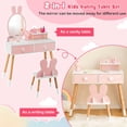 thumbnail image 3 of Resenkos Kids Vanity Table and Chair Set with Drawer Shelf and Rabbit Mirror-Pink, Kids Makeup Vanity for Girls Kids, 3 of 9