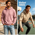 thumbnail image 4 of RJMDKXZ Fleece Hoodies for Men Pullover Loose Fit Casual Solid Long Sleeve Drawstring Fleece Lined Sweatshirts Comfy Warm Tops with Hood, 4 of 7