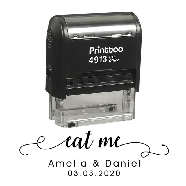 Printtoo Personalized Black Self Inking Eat Me Custom Wedding Favor Rubber Stamper-58 x 22 mm
