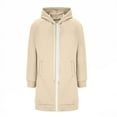 thumbnail image 7 of Resicozy Long Hoodies for Women Zip Up Double Zipper Solid Color Jacket Tunic Sweatshirts Fall Winter Fashion Clothes Beige L, 7 of 7