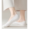 thumbnail image 4 of 5 Pairs Women Ice Silk Low Cut Liner Socks Deep Cut Design Anti-Slip Cotton Sole Breathable Invisible Socks for Flats - 5 pcs-E, 4 of 6