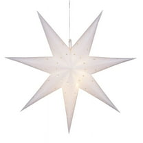 Aurora Superstar 24" White Hanging 7 Point Star Light LED Lantern Decor, Weatherproof Fold-Flat Plastic Lighted Star