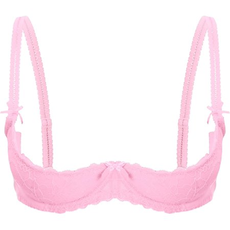

ACSUSS Womens Sheer Lace Lingerie 1/4 Cups Bare Exposed Breast Underwire Push Up Bra Tops