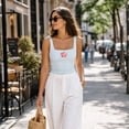thumbnail image 6 of Summer Embellished Crop Tank Top, Sleeveless Square Neck Casual Cute Tshirts, 6 of 7
