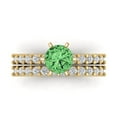 thumbnail image 2 of 1.66 ct Brilliant Round Cut Green Zircon 14k Yellow Gold Solitaire with Accents Engagement Bridal Wedding Ring Band Set size 9.5, 2 of 7