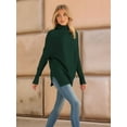 thumbnail image 6 of Women'S Oversized Loose Sweater Autumn Batwing Sleeve Ribbed Tunic Sweater Dark Green M, 6 of 9