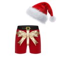 thumbnail image 1 of CHICTRY Ensemble de Noël pour Hommes Tenues de Père Noël 2 Pcs Boxeurs Rouges Shorts de Vacances avec Chapeau g Rouge TTG, 1 of 7