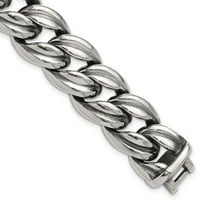 Auriga Fine Jewelry Stainless Steel Antiqued and Polished 8.5 inch Curb Link Men's Bracelet
