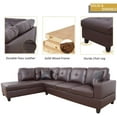 thumbnail image 4 of Ponliving Furniture Faux Leather Sectional Set, Living Room L-Shaped Modern Sofa Set, with Storage Ottoman and Matching Pillows, Right Facing Brown, 4 of 4