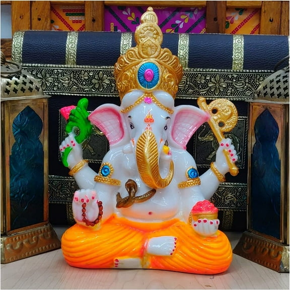 Resin Ganesha Statue Indian God Statue Ganesha Sculpture Ganpati Idol Hindu God Ganesha Figurine Small Ganesha Murti Good Luck Gift for New Beginnings Home Temple Decor Gifts - AtoZ India Cart