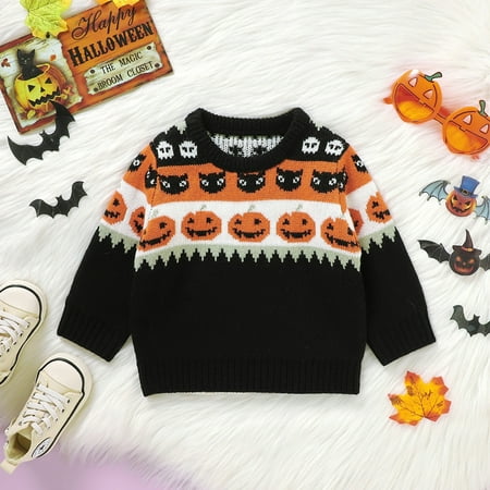 

Halloween Baby Clothes Size 9-12 Months Toddler Kids Baby Girl Boy Cute Long Sleeve Pumpkin Knitted Sweater Pullover Tops Autumn Outfits