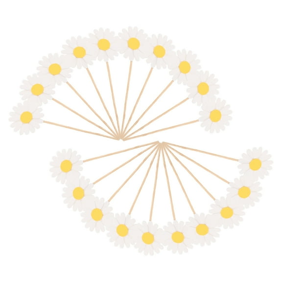 OFFIGAM Daisy Cake Decorations White Paper for Party Enhancements 36Pcs