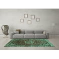 thumbnail image 3 of Ahgly Company Machine Washable Indoor Square Persian Turquoise Blue Traditional Area Rugs, 3' Square, 3 of 4