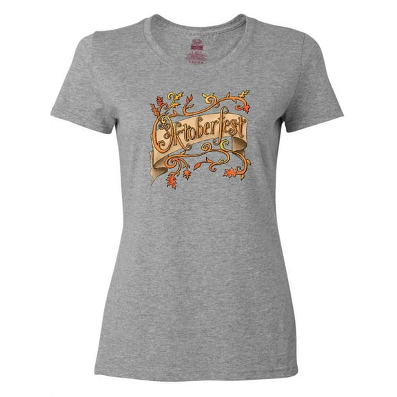 Inktastic Oktoberfest Banner with Orange Autumn Leaves Women's T-Shirt
