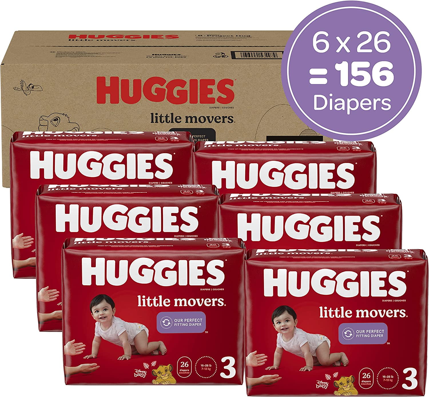 Huggies Little Movers Baby Diapers Size 3 (16-28 lbs), 76 ct - Pay Less  Super Markets