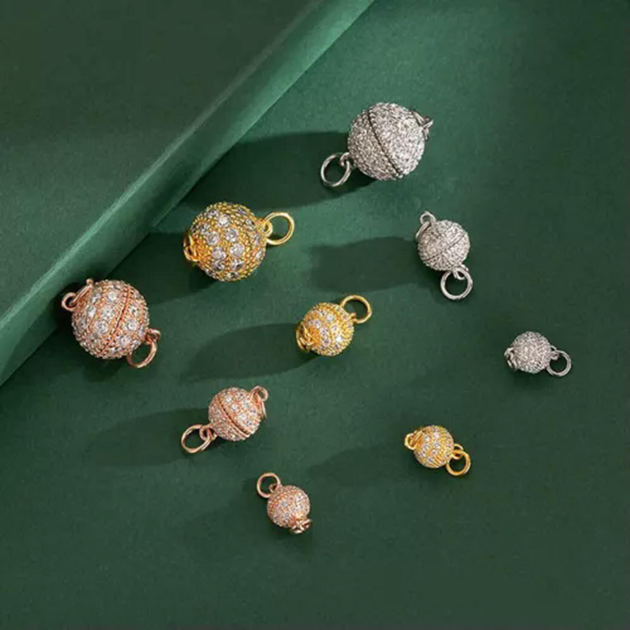 QQTDFG Sterling Silver Round Ball Screw Clasp CZ for Bracelet