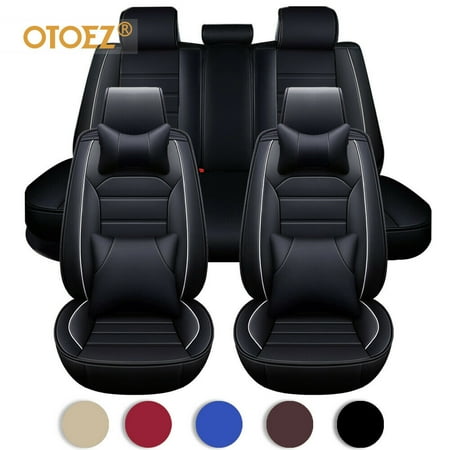 OTOEZ Leather Car Seat Cover Universal 5 Seats Full Set Front Rear Seat Protector