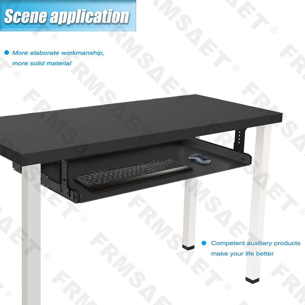FRMSAET Under Desk Mounting Keyboard Tray All-Metal Material Office Drawer Organizer (24 inches, Black)